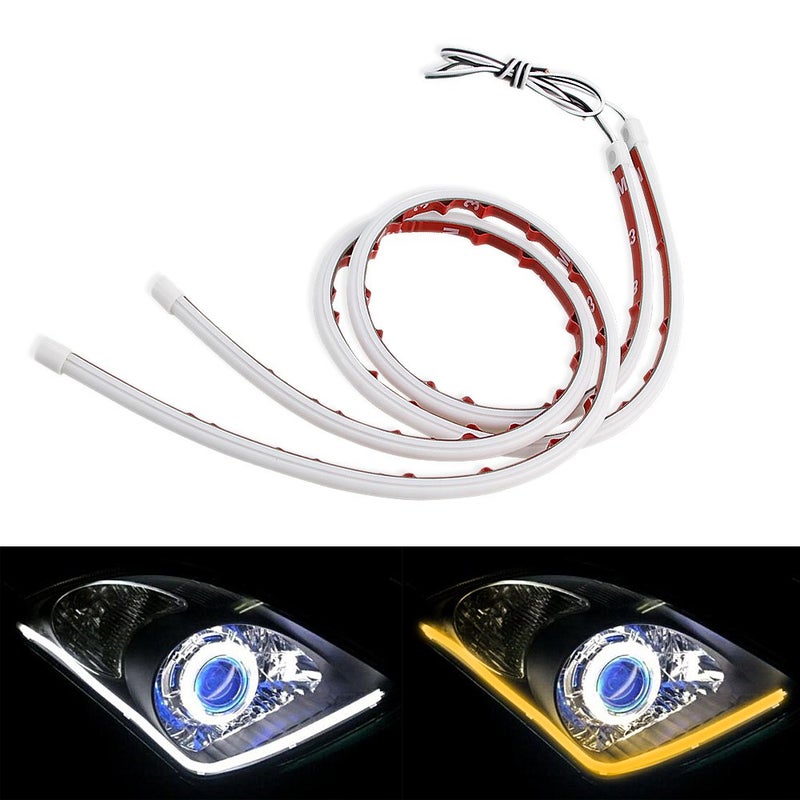 LEADTOPS Show Glow 2X 23inch Dual Color White-Amber Switchback Headlight LED Tube Strip Light DRL Daytime Running Light & Turn Signal Lamp for Car Autor Headlight 60CM - Image 2